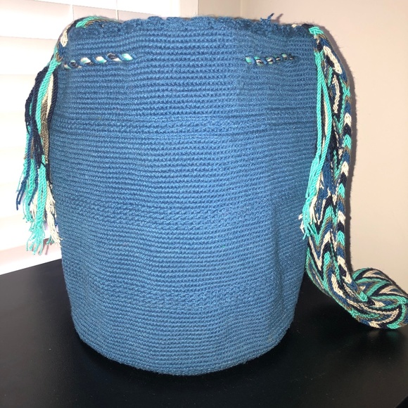 SOLD OUT/ WAYUU BAG/ Mochila Wayuu/ Petrol Blue/ Size L - Picture 2 of 7